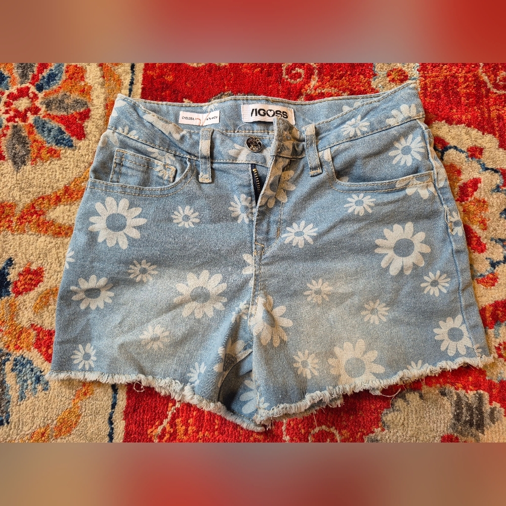 Vigoss Light Blue Floral Denim Shorts